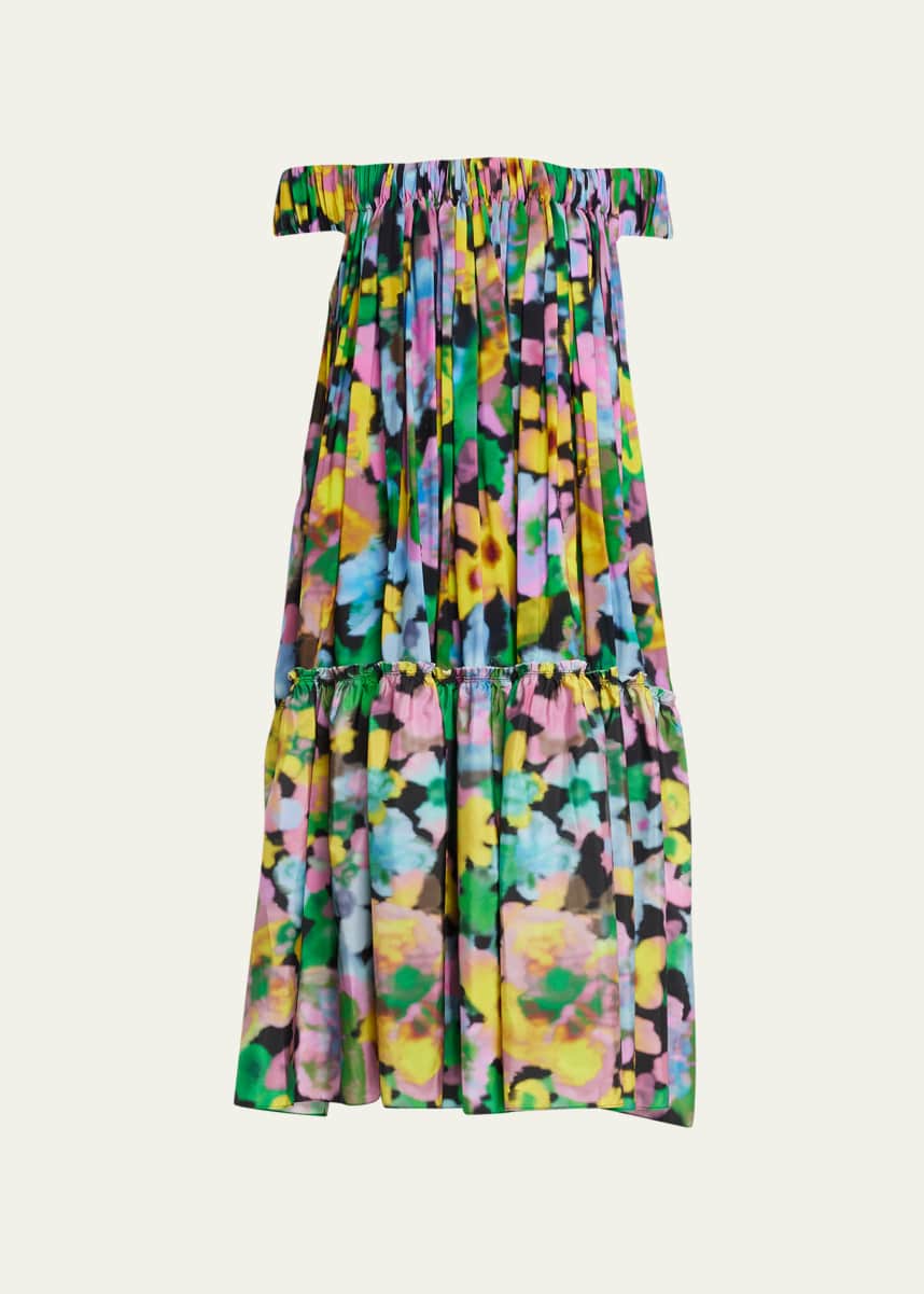AZ Factory Floral-Print Off-Shoulder Midi Dress