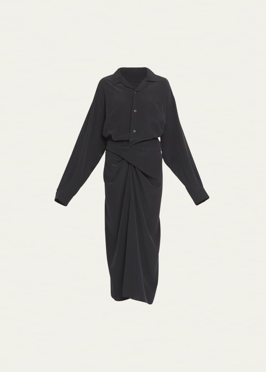 Quira Self-Tie Silk Maxi Shirtdress