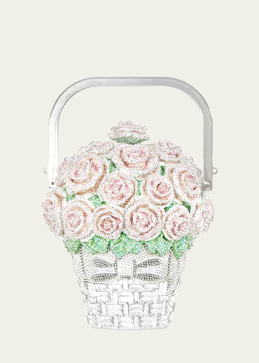 Judith Leiber Couture Basket of Roses Blush Bouquet Top-Handle Bag