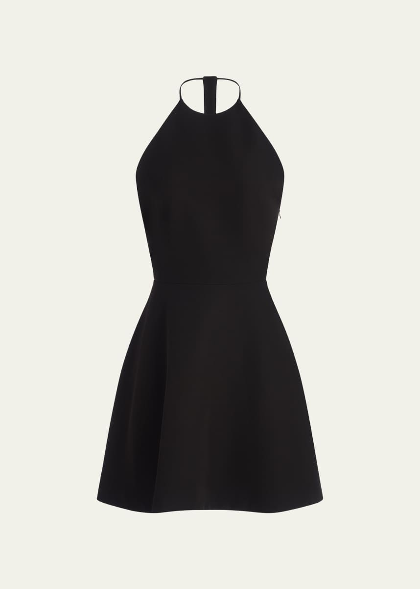 Halston Davina Rhinestone Fit-&-Flare Halter Mini Dress
