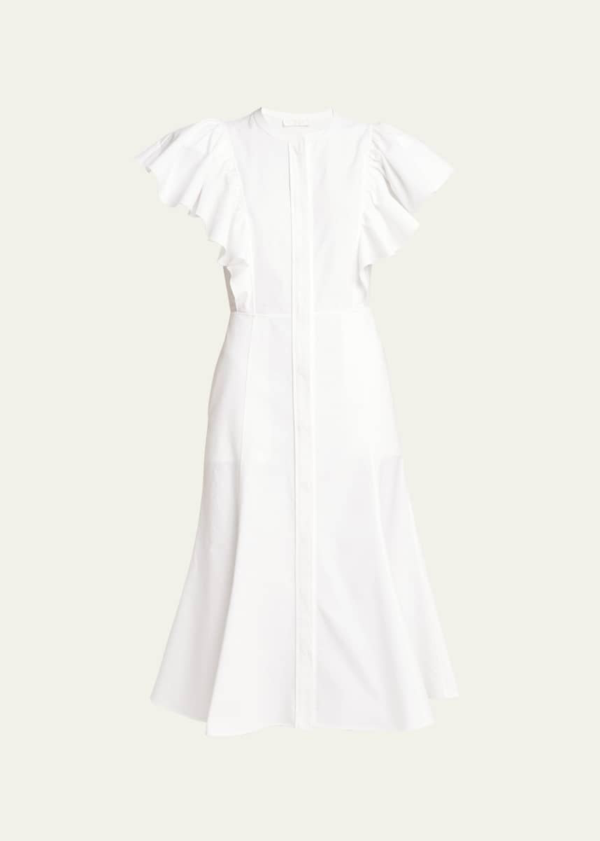 Chloe Poplin Shirtdress with Flutter Sleeves