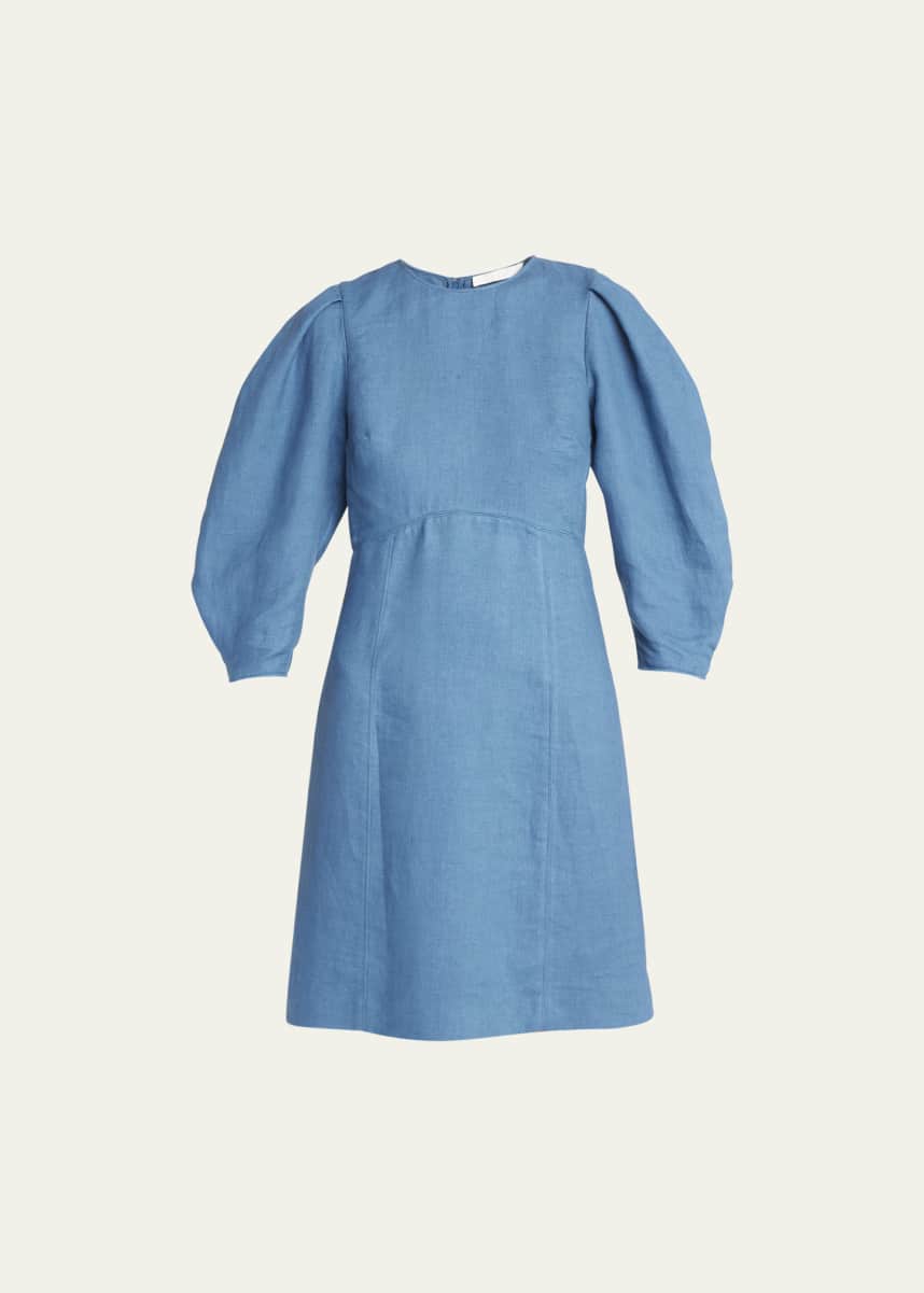 Chloe Linen Mini Dress with Balloon Sleeves