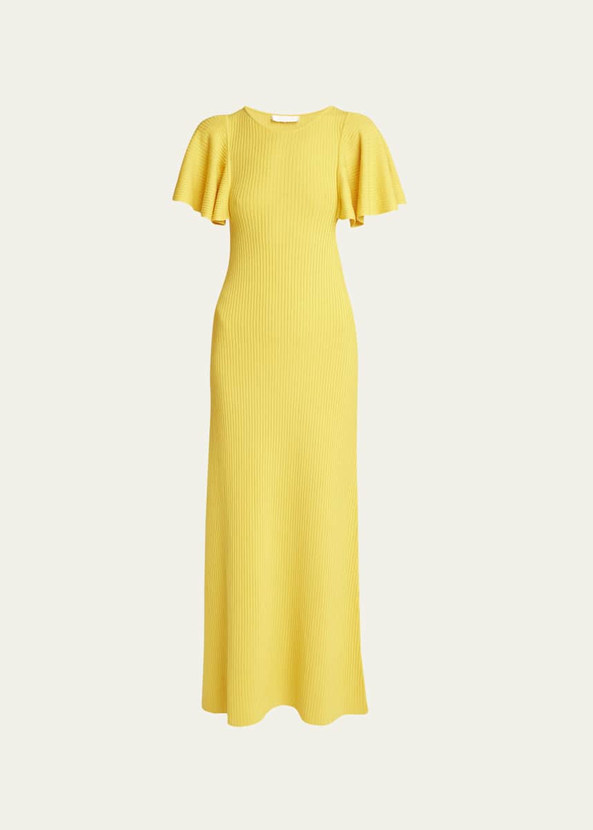 Chloe Rib-Knit Short Sleeve Maxi Dress