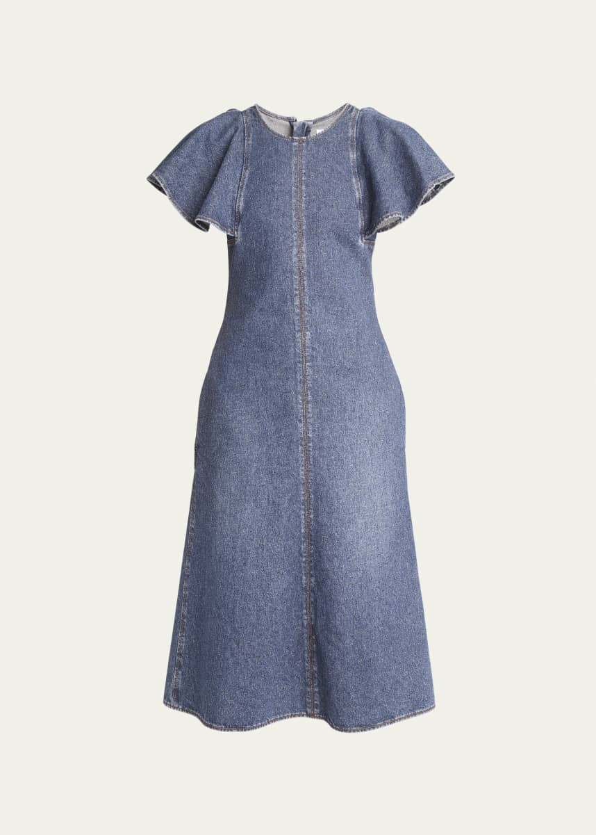 Chloe Denim Flutter Sleeve Dress