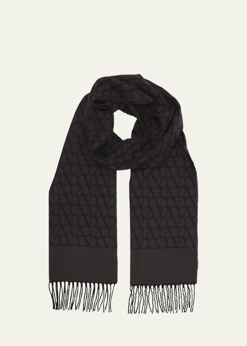 Louis Vuitton Bicolor Monogram Knit Fringed Wool Scarf Louis