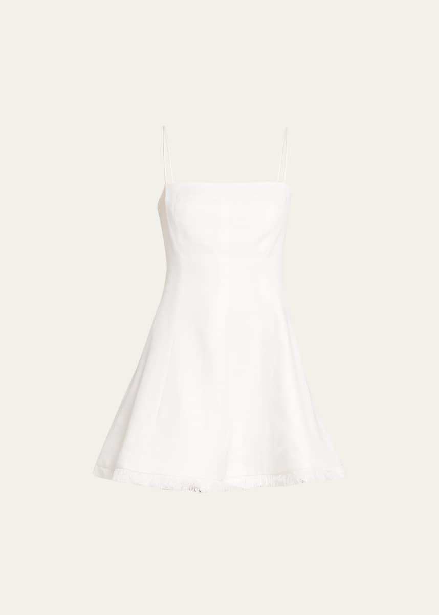 Alexis Cruz Fit-&-Flare Fringe-Hem Linen Mini Dress