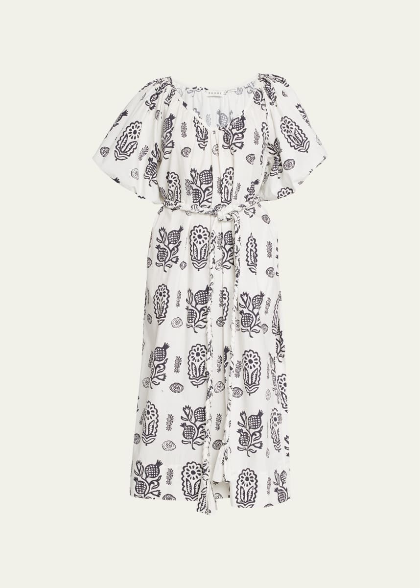 Rhode Augustina Floral Poplin Tie-Belt Midi Dress
