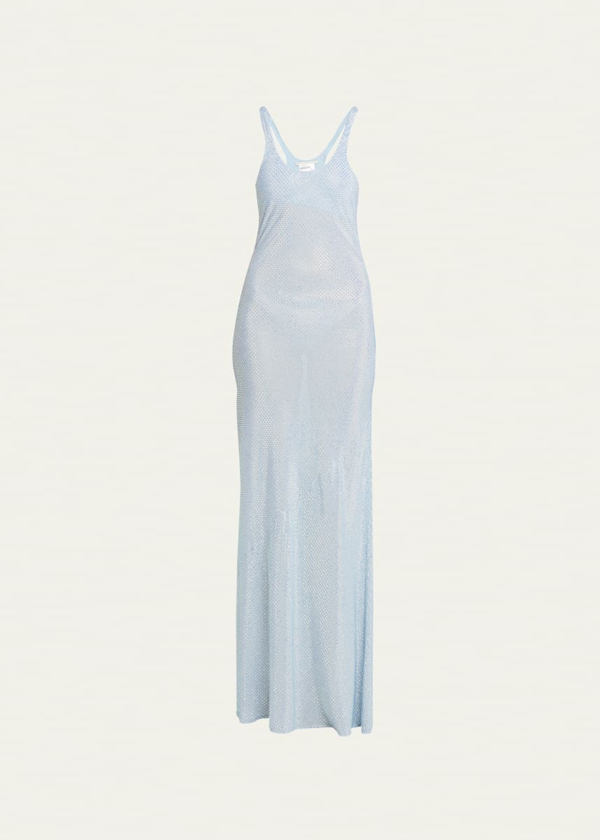 Stella McCartney Long Racerback Dress with Crystal Embellishment