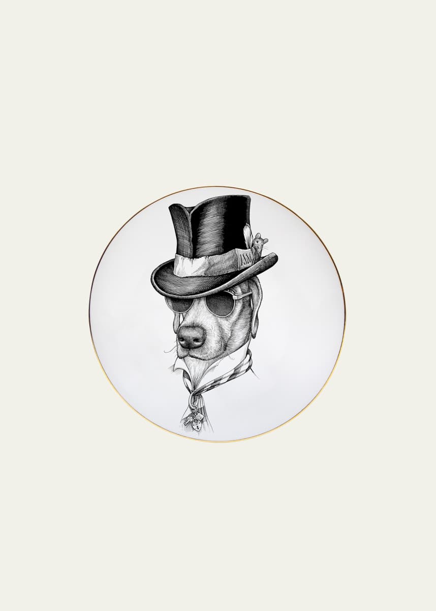 Rory Dobner Chris Dog in Top Hat & Glasses Platter