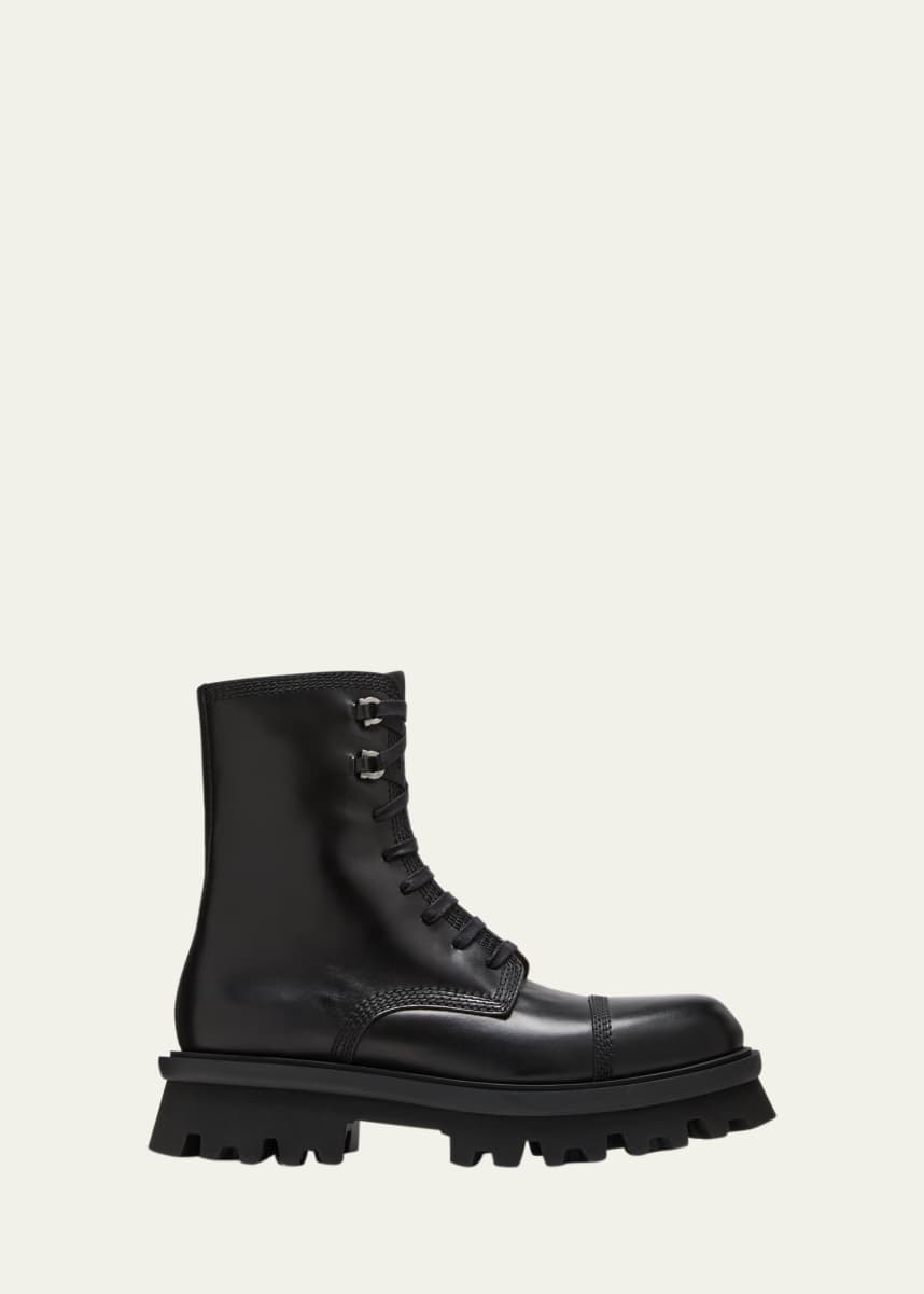 Ferragamo Men's Faraway Leather Combat Boots