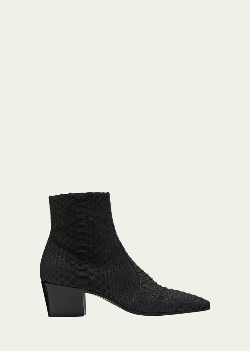 Saint Laurent Men's Vassili 60 Python Zip Ankle Boots