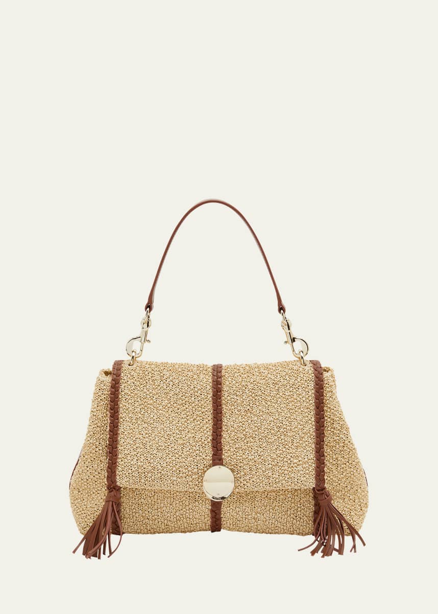 Chloe Penelope Medium Bouclette Raffia Shoulder Bag