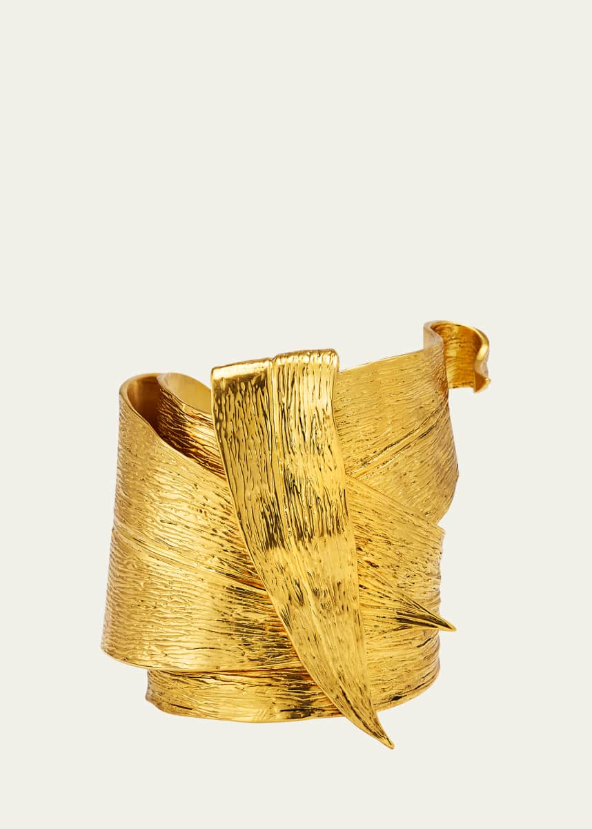 Saint Laurent Golden Leaf Chunky Cuff Bracelet
