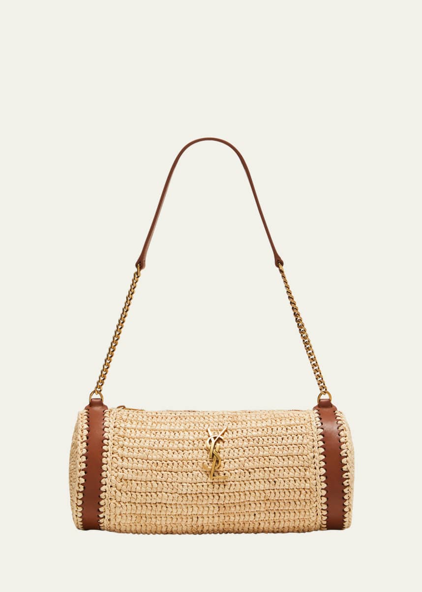 Saint Laurent Cassandre Small YSL Tube Shoulder Bag in Raffia