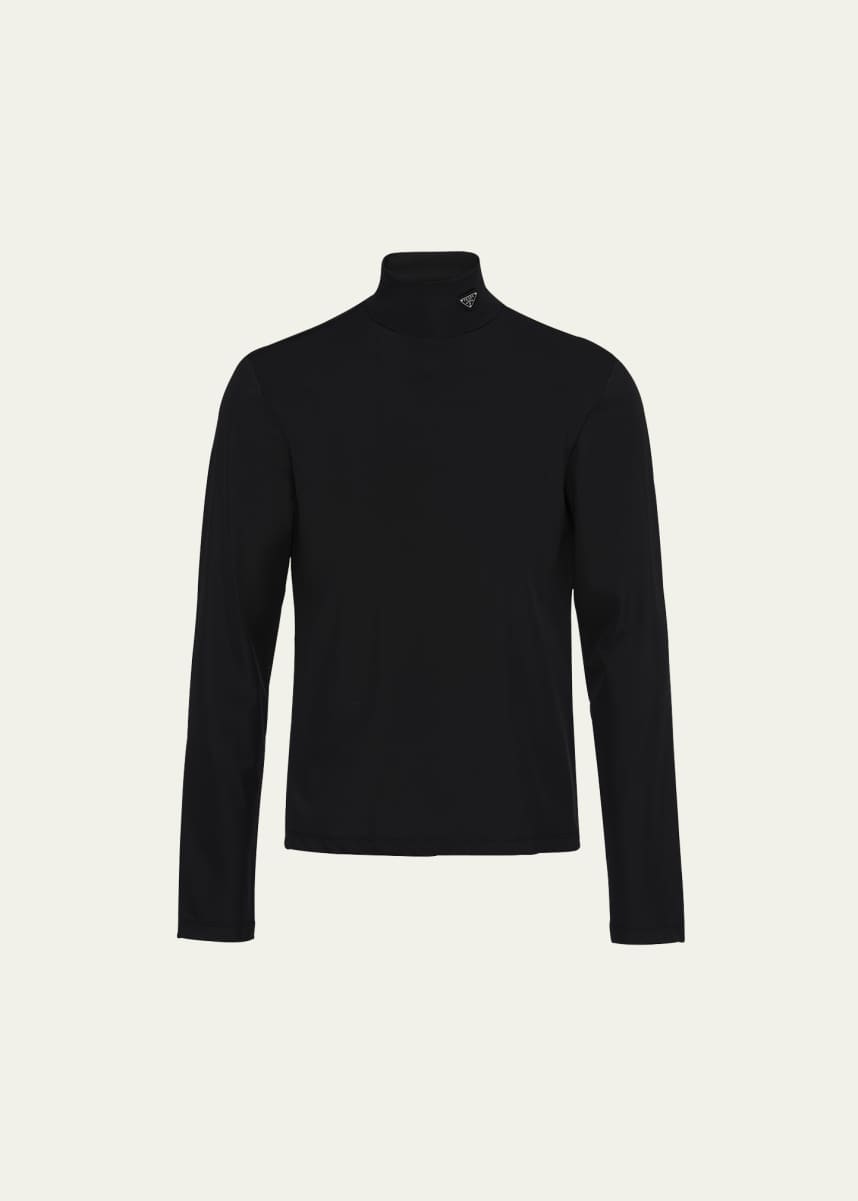 Prada Men's Tech Jersey Mock-Neck Sweater