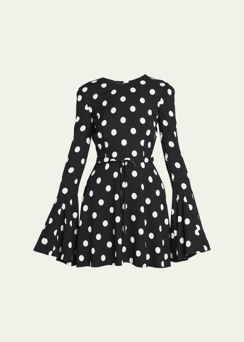 Saint Laurent Polka Dot Mini Flare Dress