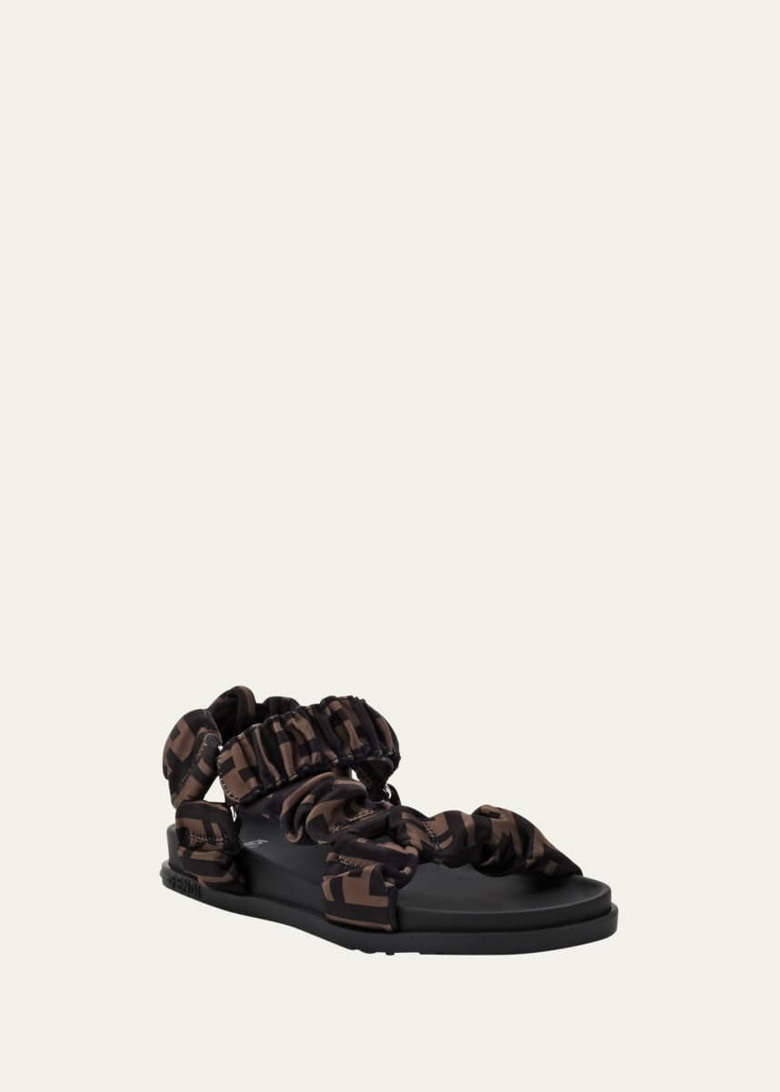 Fendi Girl's Ruched Logo Hiking Sporty Sandals, Kids