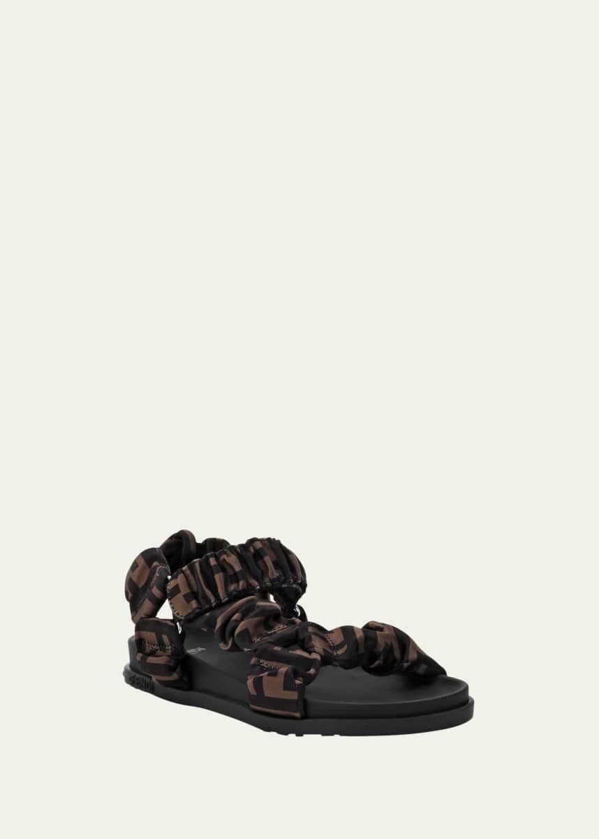 Fendi Girl's Ruched Logo Hiking Sporty Sandals, Baby