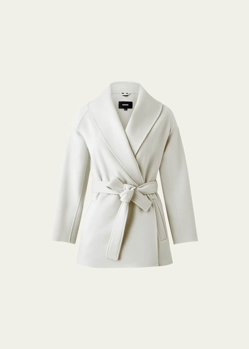 Mackage Tyra Double-Face Wool Wrap Coat with Tie Belt