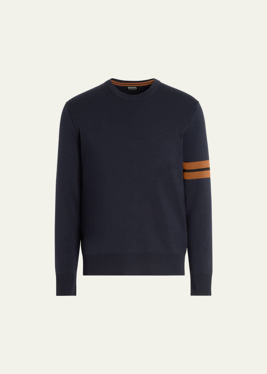ZEGNA Men's Signifier Stripe Wool Crewneck Sweater
