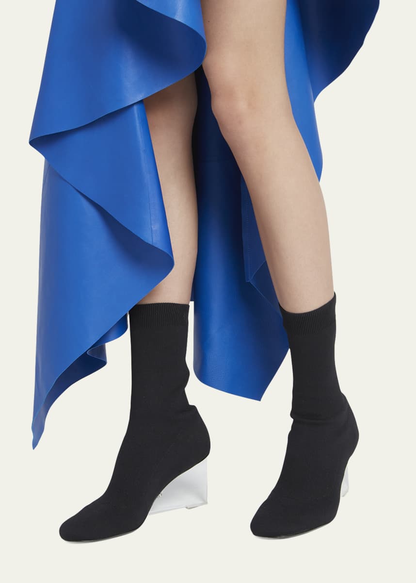 Alexander McQueen Knit Clear-Wedge Sock Booties