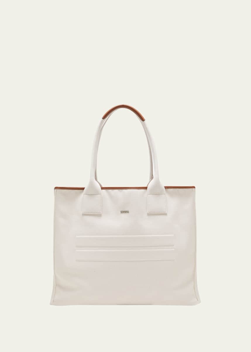 ZEGNA Men's Borsa Da Canvas Shopping Tote Bag