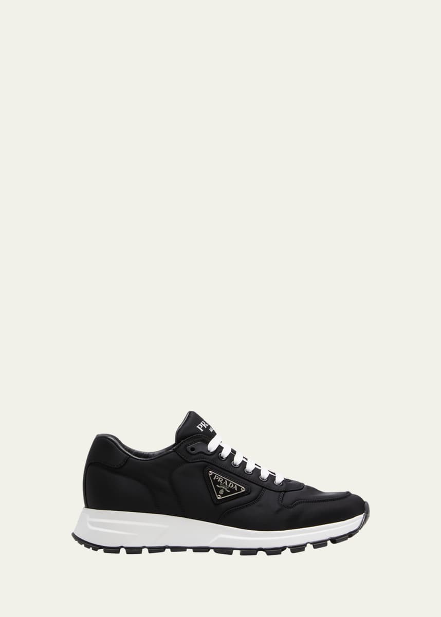 Prada Men's Prax Triangle Logo Nylon Low-Top Sneakers
