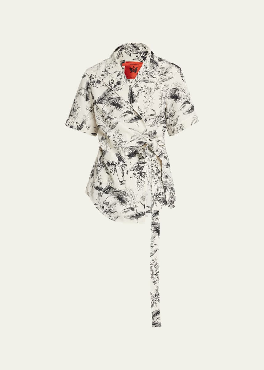 Thebe Magugu Obi Porcelain Floral-Print Pajama Top