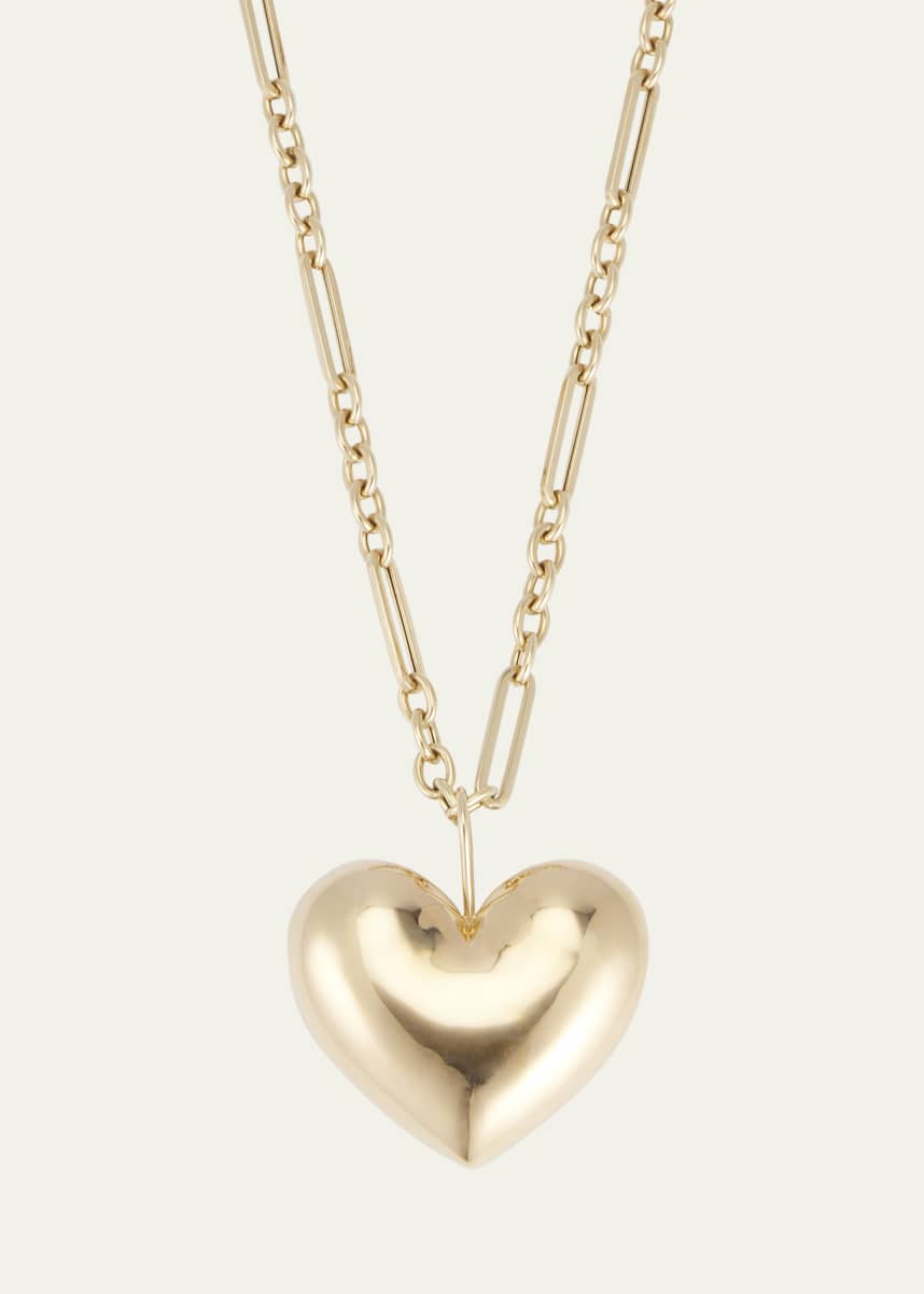 Brent Neale All Gold Puff Heart Pendant on Chain Necklace, 18"L