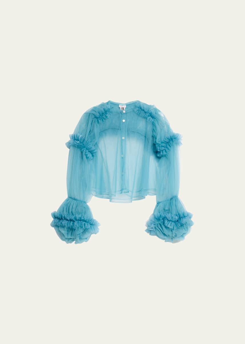 Noir Kei Ninomiya Sheer Tulle Ruffle Blouse