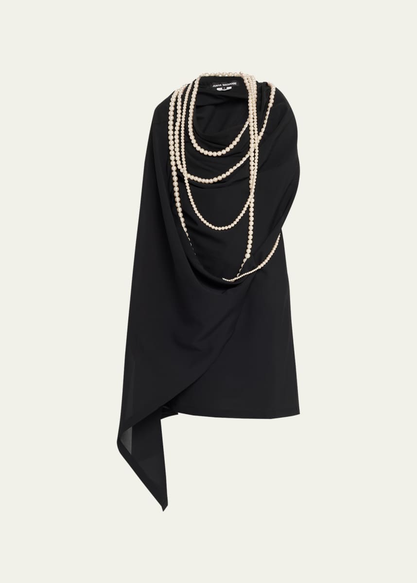 Junya Watanabe Draped Pearl Necklace Mini Dress