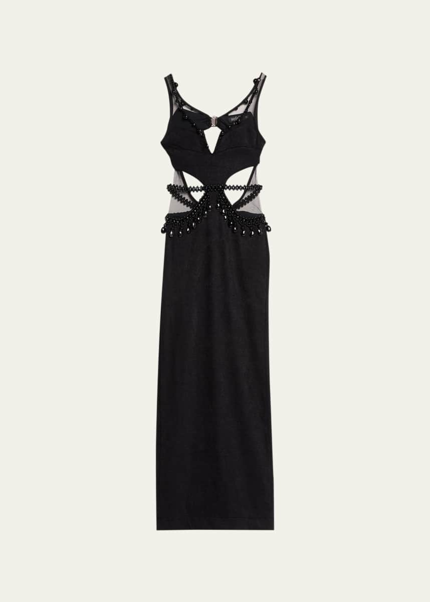 Patbo One Shoulder Maxi Dress with Flower Applique 0 / Black