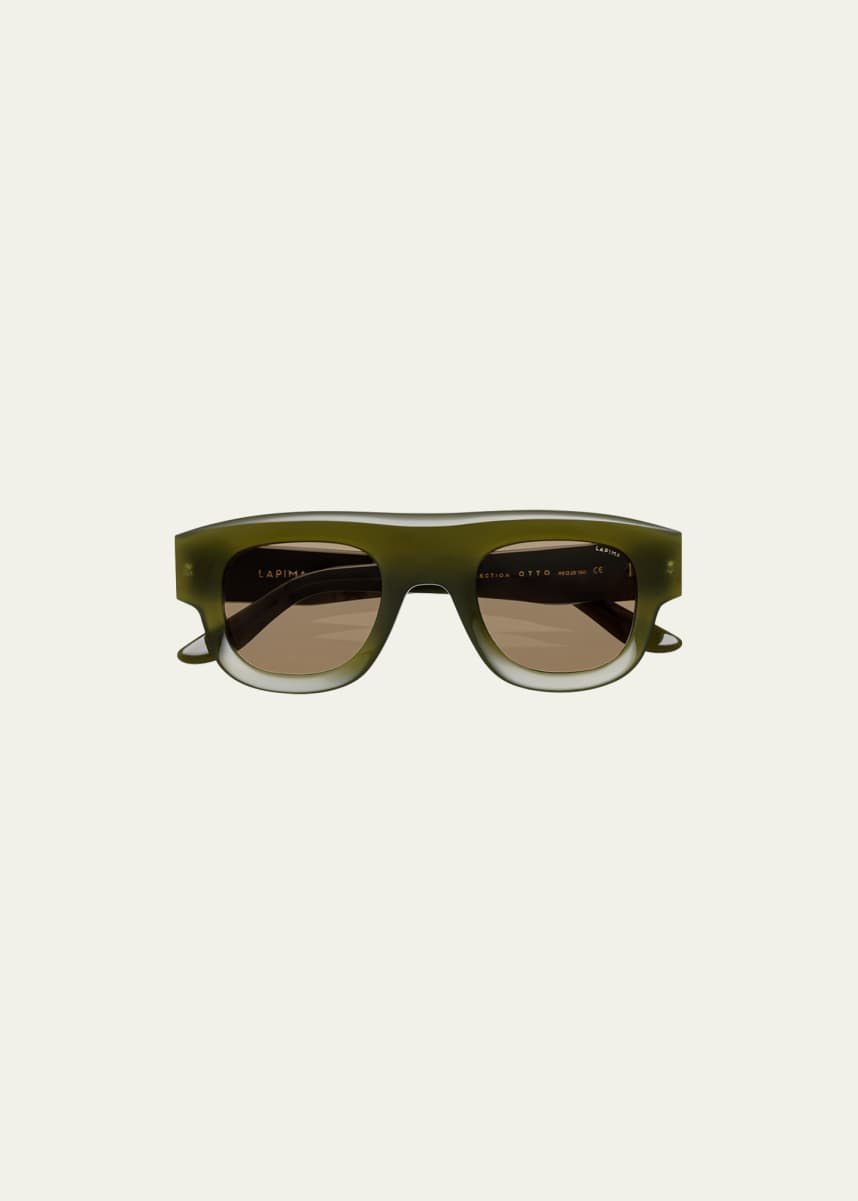 LAPIMA Otto Olive Acetate Rectangle Sunglasses