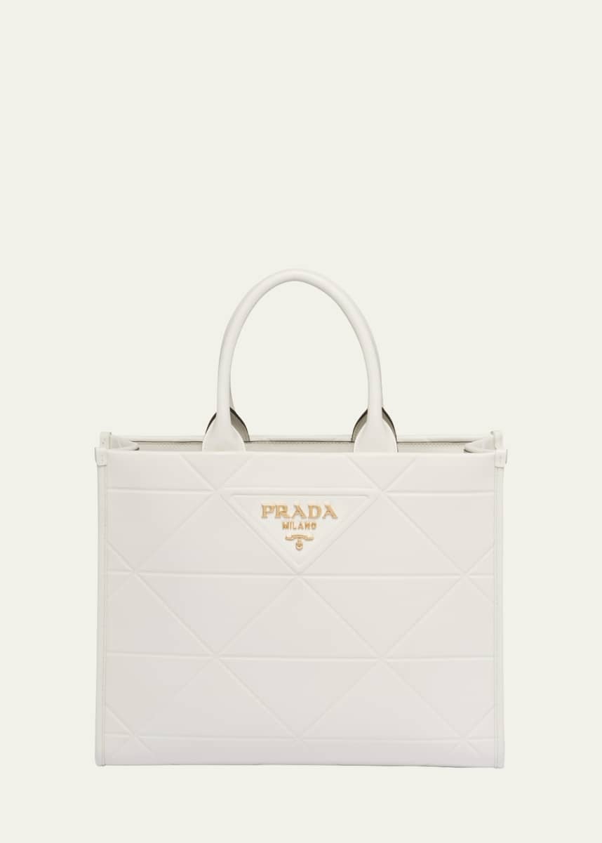 Prada Medium Triangle Leather Shopper Tote Bag