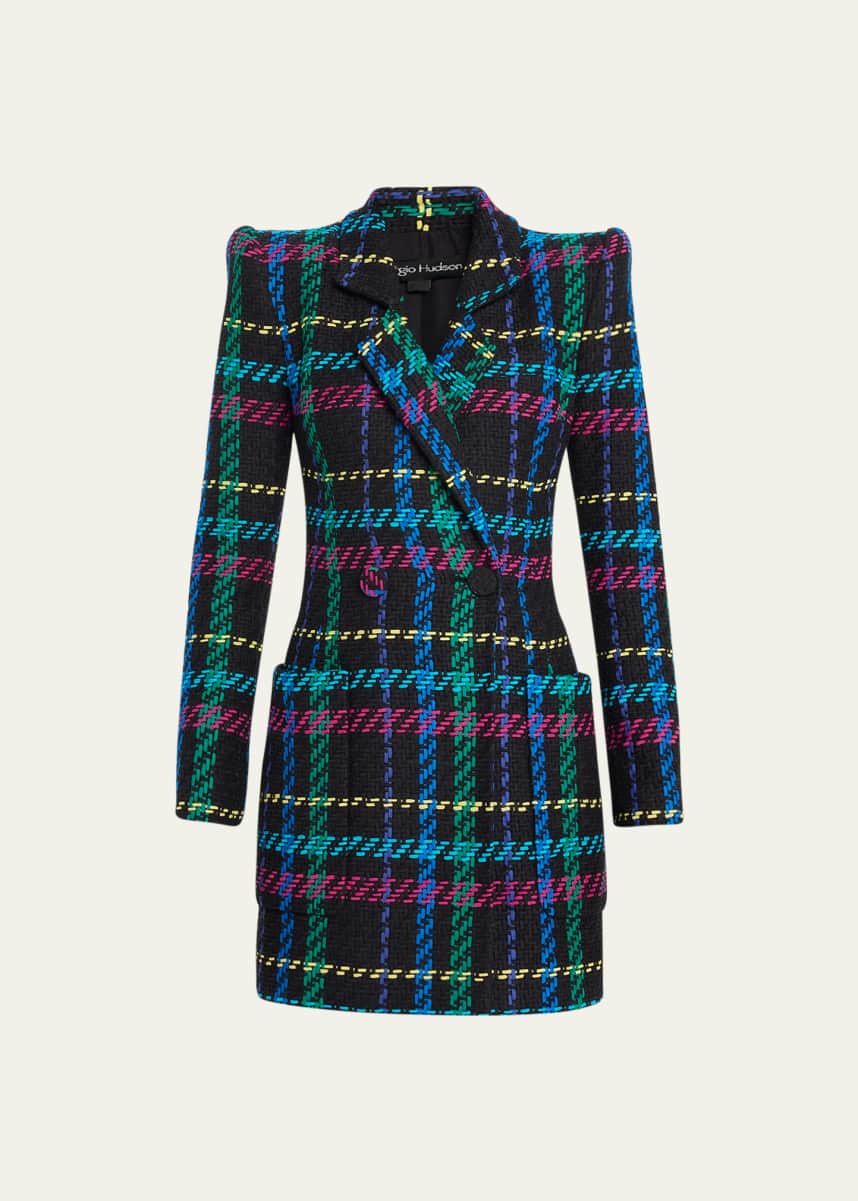 Sergio Hudson Multicolor Check Tailored Blazer Dress