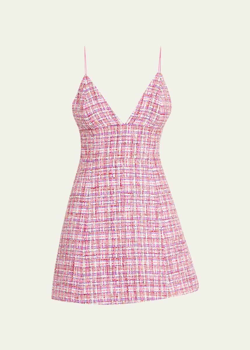 Alice + Olivia Carli Tweed Spaghetti-Strap Mini Dress
