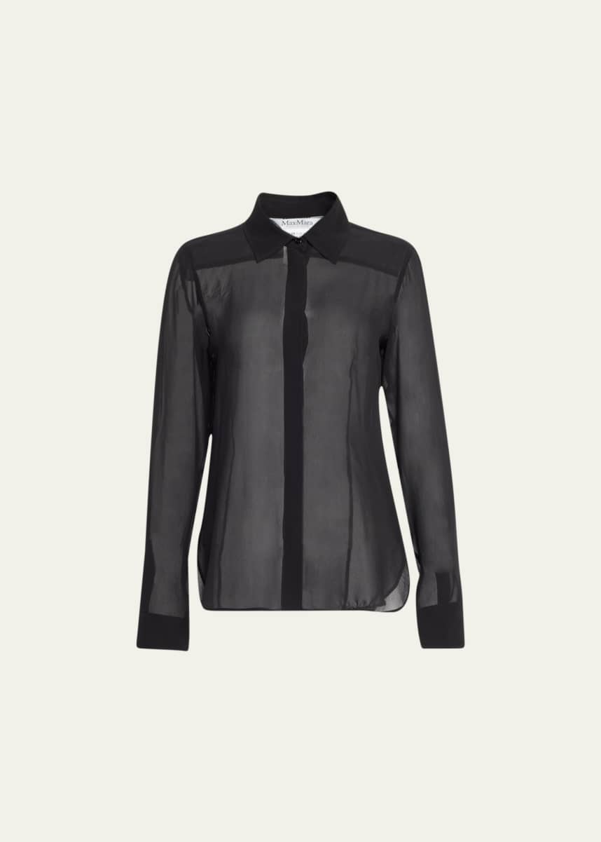 Max Mara Manche Sheer Button-Front Blouse