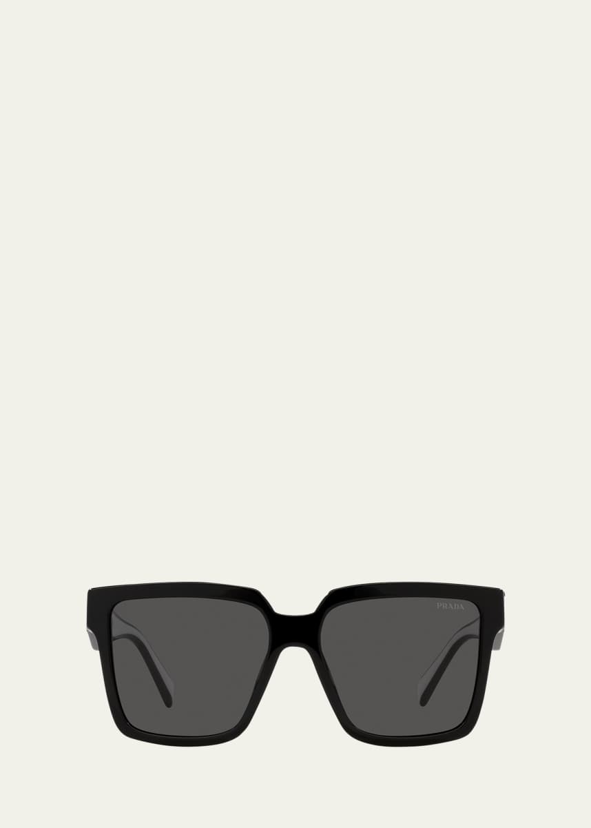 Prada Contrasting Logo Square Acetate & Plastic Sunglasses