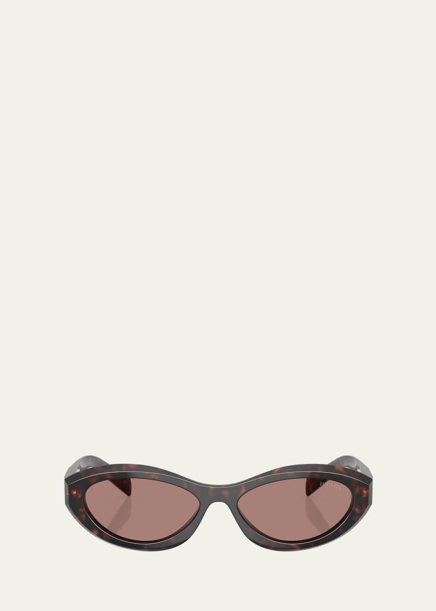 Prada PR 26ZS Beveled Acetate & Plastic Oval Sunglasses