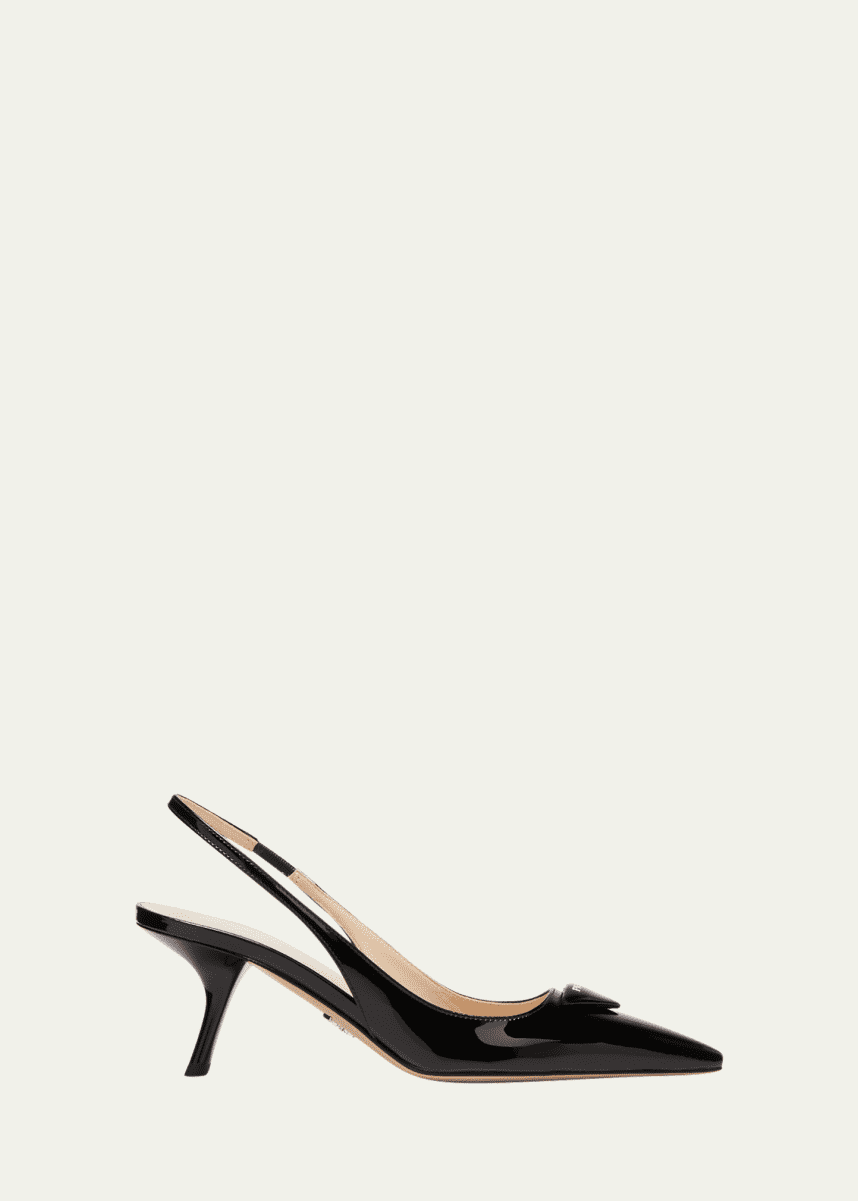 Prada Patent Logo Slingback Pumps