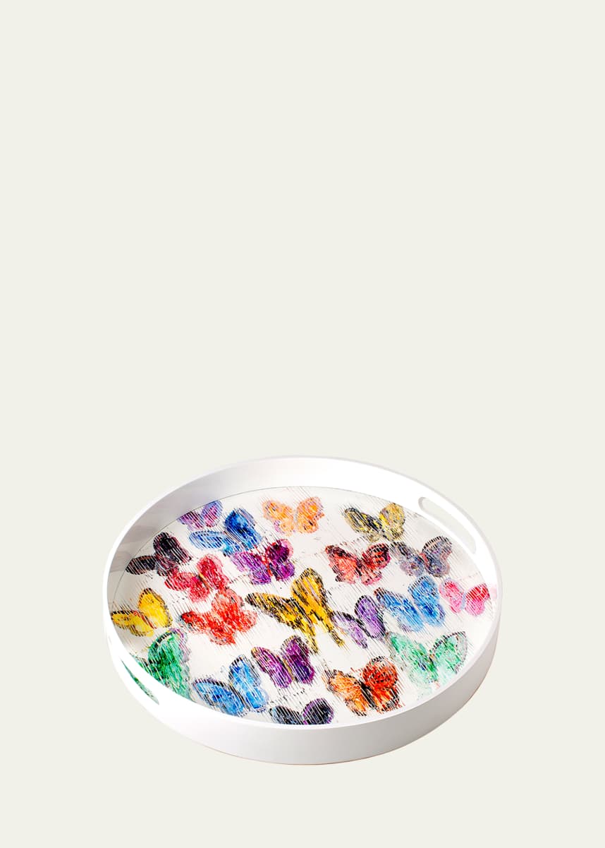 Hunt Slonem Spring Butterflies Large Round Tray