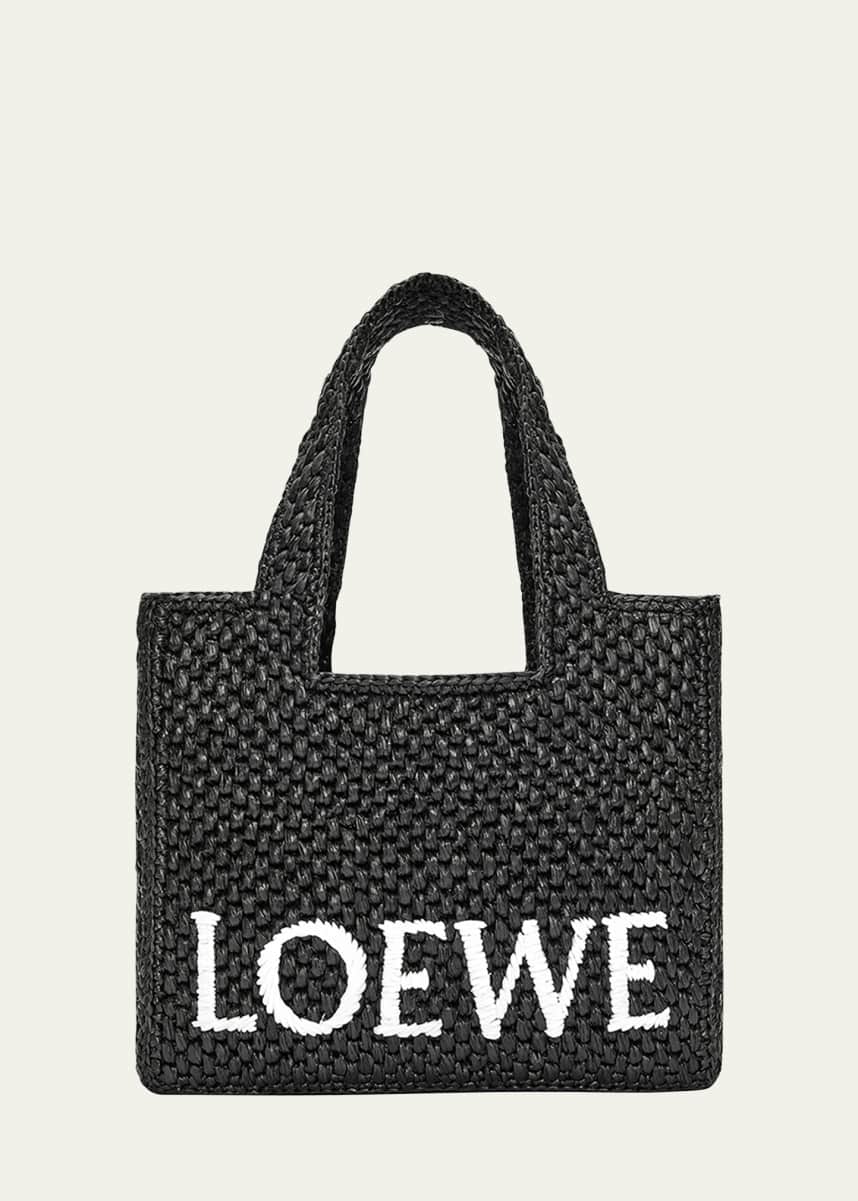 Loewe x Paula’s Ibiza Font Logo Small Tote Bag in Raffia