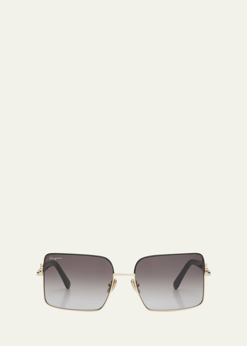 Ferragamo Gancio Square Mixed-Media Sunglasses