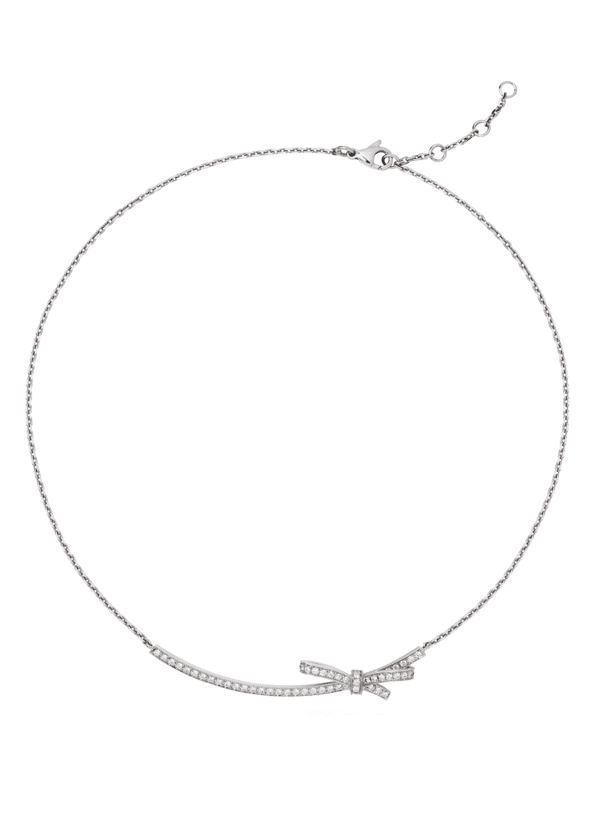 CHANEL 18k White Gold Ruban Diamond Necklace