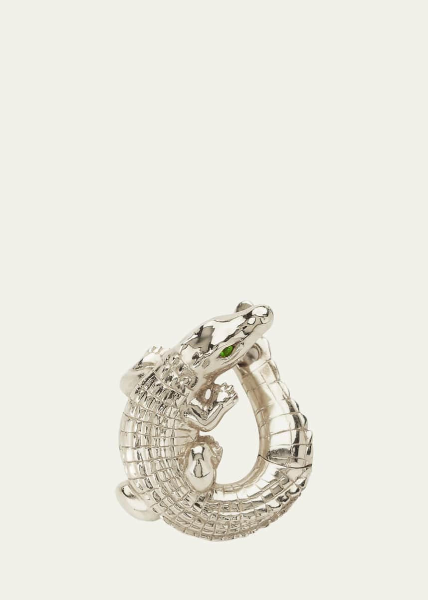 Bibi van der Velden 18K White Gold Alligator Twist Earring with Tsavorite