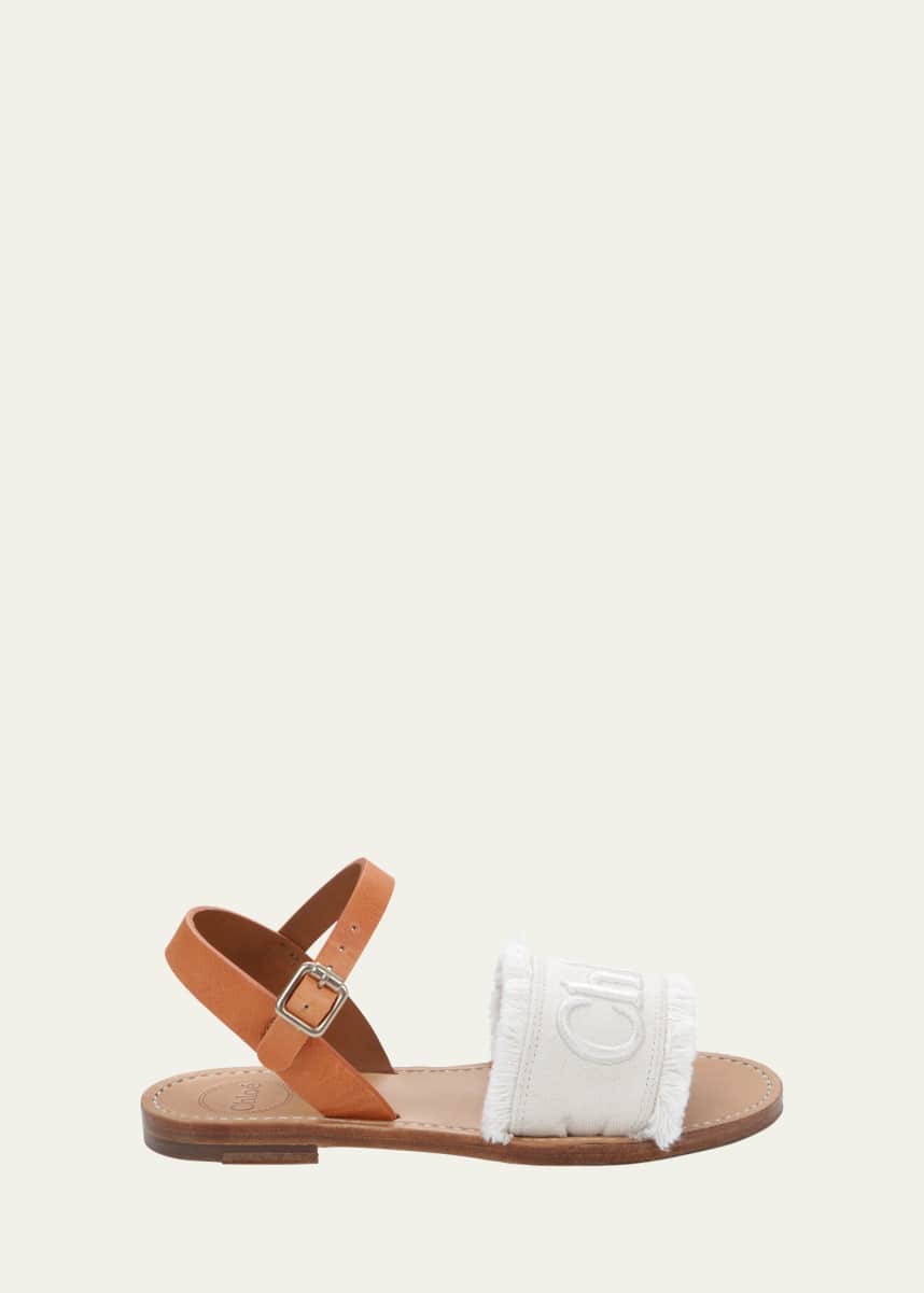 Chloe Girl's Logo Embossed Calf Leather Sandals, Toddlers/Kids