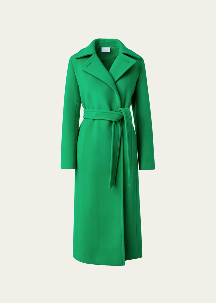 Akris punto Belted Wool Peacoat