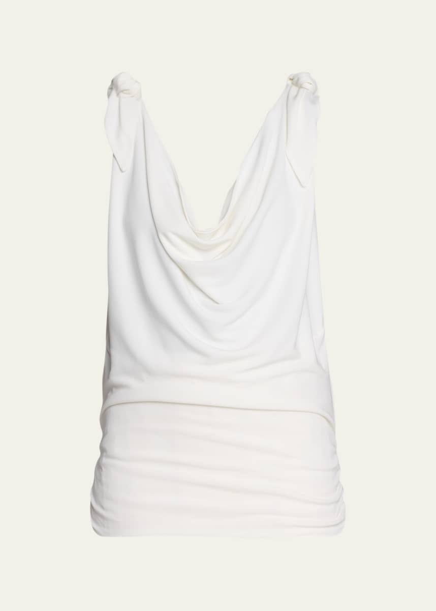 INTERIOR Fern Cowl Neck Top with Knot Details