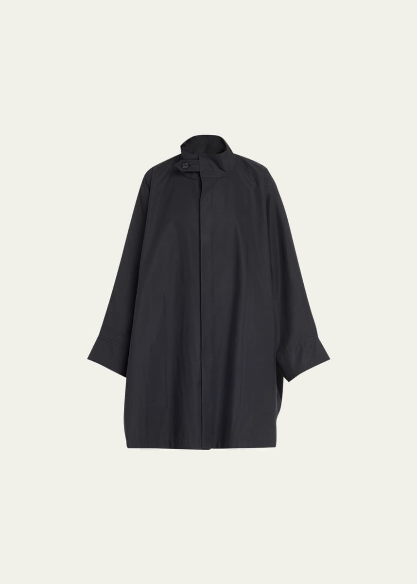 Eskandar Extra-Wide Raincoat with Sloped Shoulders (Very Long Length)