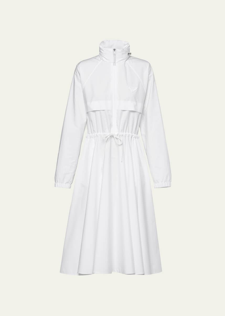 Prada Hooded Poplin Drawstring Dress